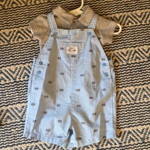 Blue/white/grey elephant shortfall set. Carters.